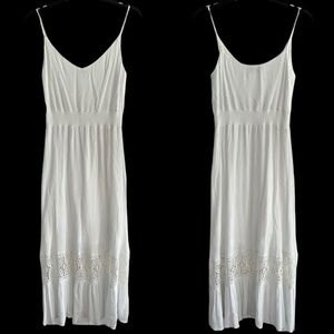 adL White Maxi Dress Size XS Boho Crochet V Neck Adjustable Straps Festival